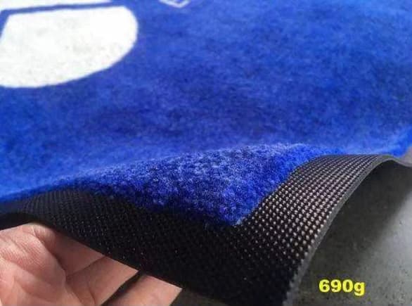 690 gsm nylon pile on a non-slip nitrile rubber backing